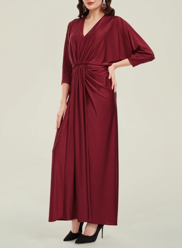 Wine Red Formal Dress for Women Prom Dresses Elegant Long Dress V Neck Party Dress